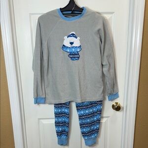 Cozy Gray and Blue Women’s Pajamas with Polar Bear Design